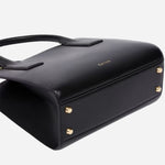 The base of the Paul Smith Women's Black Leather Top Handle Bag with 'Signature Stripe' Trims.