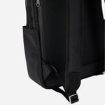 The water bottle holder on one side of the Paul Smith Black Recycled Polyester Backpack with Signature Stripe Zebra Logo.