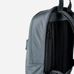 Back zipped pocket on the Paul Smith Grey-Teal Recycled Polyester Backpack with Rubberised Signature Logo Patch.