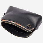 Inside the Paul Smith Women's Black Leather 'Signature Stripe' Cross Body Bag.