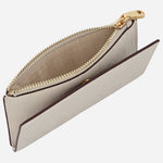 The zip pocket on the Coin Street Snow Faux Croc Leather Medium Bifold Zip Top Purse.