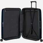 Inside the Nuon Metallic Dark Blue 75cm Expandable Spinner Suitcase.