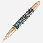 The Meisterstück Solitaire LeGrand Teal Romeo & Juliet Rollerball Pen with cap off.