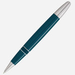 The Meisterstück Doué LeGrand Teal Romeo & Juliet Rollerball Pen with cap off.