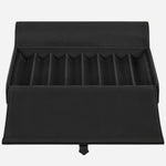 The eight pen slots inside the Montblanc Black Grained Leather Travel Box for 8 Writing Instruments.