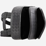 Top view inside the front two compartments of the Montblanc Extreme 3.0 Black Leather Medium Three Compartment Backpack.