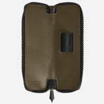 Inside the Montblanc Extreme 3.0 Khaki Leather 1-Pen Pouch with Zip.