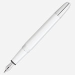 The Meisterstück Classique White Fountain Pen F with cap off.