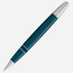 The Meisterstück LeGrand Teal Romeo & Juliet Rollerball Pen with cap off.