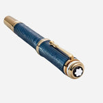 The Montblanc snowcap emblem at the crown of the Special Edition Great Characters Homage to Queen Rollerball Pen.