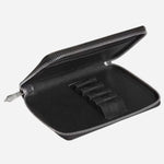 Inside the Tweed Blue Sartorial Leather 5-Pen Pouch with Zip.