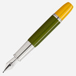 The Heritage Collection Rouge et Noir “Baby” fountain pen from the Wes Anderson for Montblanc Limited Edition The SCHREIBERLING 1969 Fountain Pen Set with cap off.