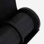 Close up inside the Roadster Black and Ebony Macassar Triple Watch Roll.