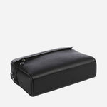 Base view of the Zair Black Faux Leather Squared Cross Body Bag.