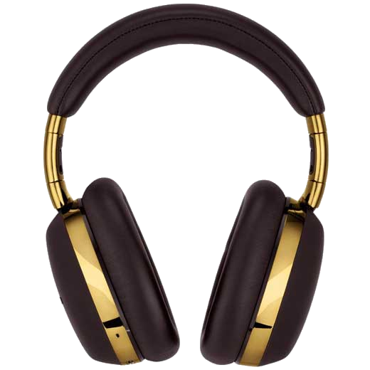 These Montblanc Brown Over-Ear MB 01 Smart Travel Headphones feature a smooth leather finish.
