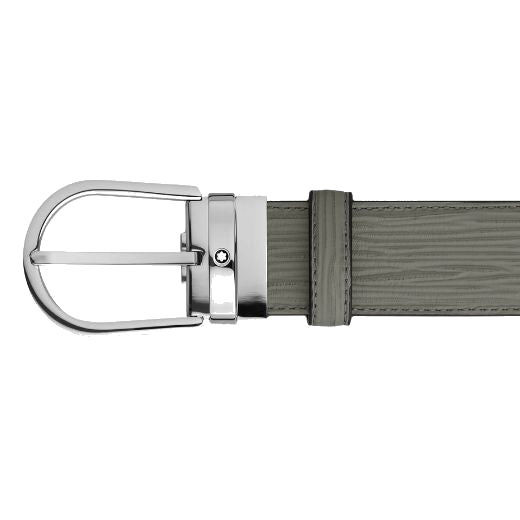 Montblanc's Horseshoe Palladium Pin Buckle Grey Bark Leather Belt makes a great piece to wear into the accessory or save for special occasions on the weekends.