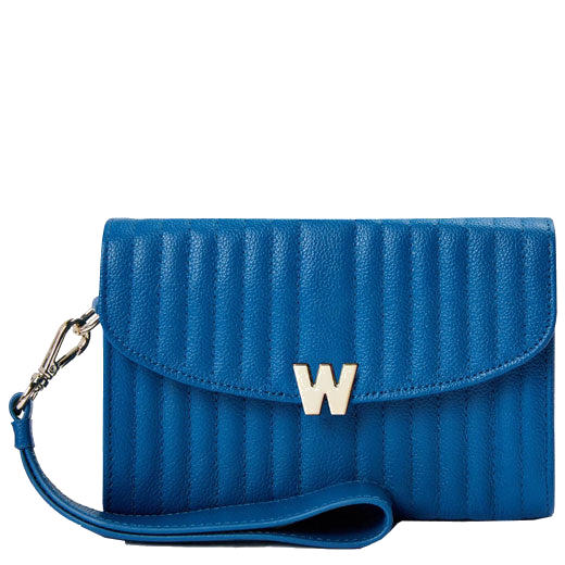 This Marine Blue Mimi Cross Body Bag with Wristlet is designed by WOLF 1834.