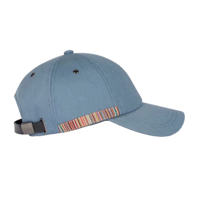 1 paul smith light blue cotton cap with signature stripe trim m1a 987dt p491 42 0