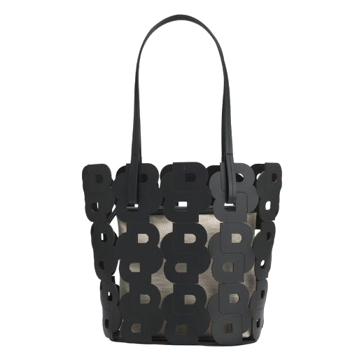 This BOSS Double 'B' Monogram Black Leather Tote Bag & Pouch is made with cowhide leather that is tanned in black.