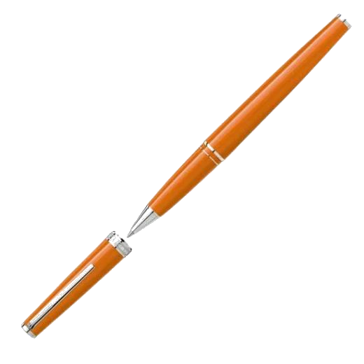 The Montblanc Orange PIX rollerball pen is made from a smooth resin material.