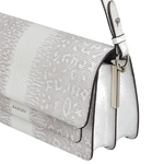 4 leather lane bright white faux lizard medium flapover shoulder bag 110862