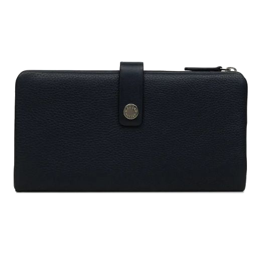 Radley's Larkswood Bifold Matinee Ink Leather Large Purse is made with cowhide leather that has a soft grain texture.