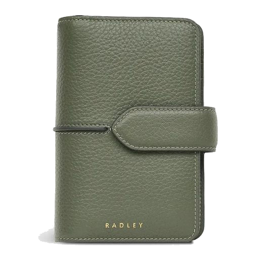 Radley's Hillgate Medium Bifold Dark Olive Leather Purse has a press stud closure into the bifold interior where you'll find multiple card slots and pockets.