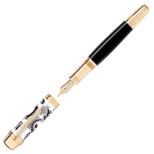 This Montblanc Luciano Pavarotti Limited Edition 888 Fountain Pen is made with gold-plating with 5 different precious stones embellishing the barrel and cap.