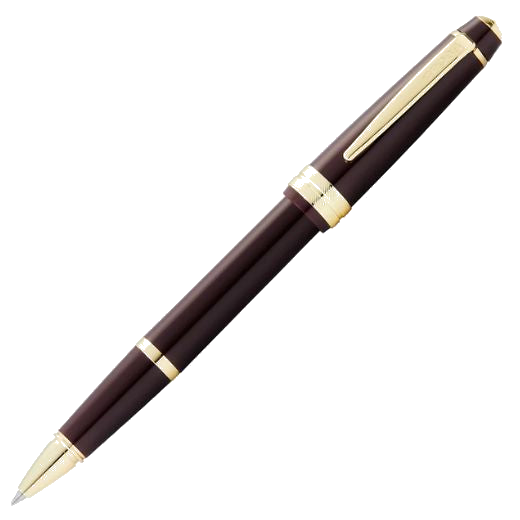 This Cross Bailey Light Rollerball Pen Dark Red with Gold Trim has a click mechanism to put the lid into place and comes with polished gold trims.