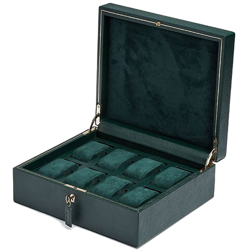 Green British Racing 8 Piece Watch Box designed by WOLF 1834.
