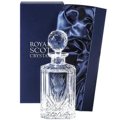 royal scot crystal scottish thistle 80cl spirit decanter packaging
