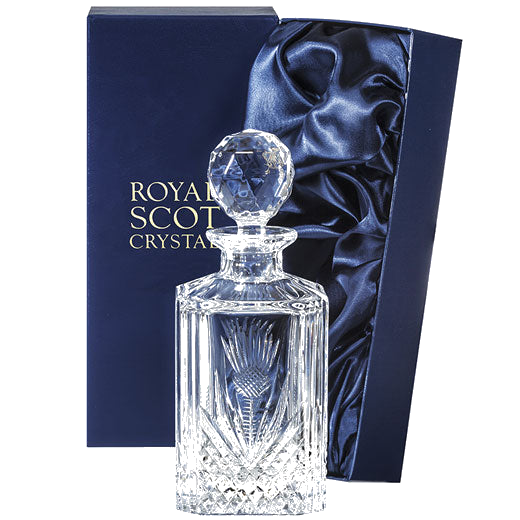 royal scot crystal scottish thistle 80cl spirit decanter packaging