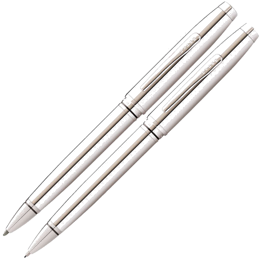 This Chrome Coventry Ballpoint Pen & Pencil Set was designed by Cross.