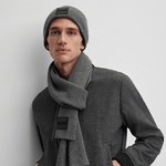 boss grey knit scarf and ha