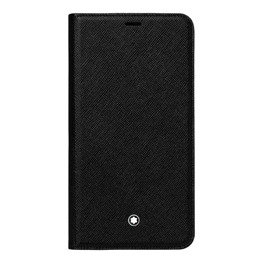 Montblanc's Sartorial Flipside Case For Apple iPhone XS Max is made with cowhide leather with the saffiano texture.