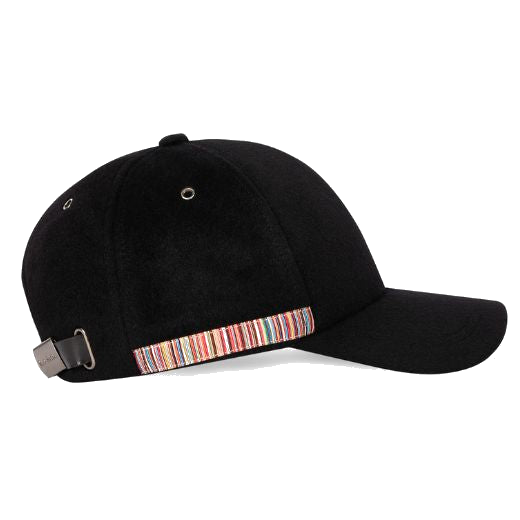This Paul smith Signature Stripe Trim Black Wool Cap features the signature stripe trim on one side for subtle brand recognition.