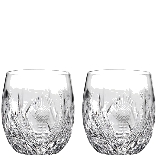 These Scottish Thistle 2 x 25cl Barrel Tumblers have been designed by Royal Scot Crystal.