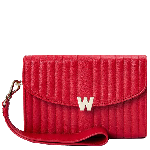 This WOLF 1834 Red Mimi Cross Body Bag with Wristlet comes with a detachable body strap.