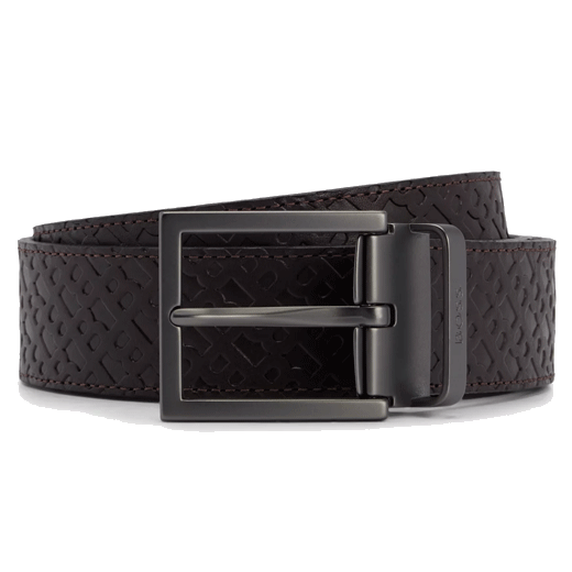 Reversible Dark Brown Otrip B Monogram Belt By BOSS