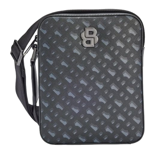 This BOSS Icon Monogram Leather Cross Body Bag has a polished gunmetal logo on the front with the Double B emblem.