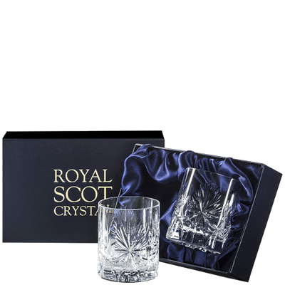 royal scot crystal edinburgh star 2 on the rocks tumblers packaging