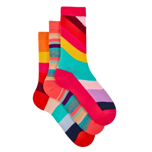 This Women's 6-Pack Swirl Stripe Mixed Socks by Paul Smith features 2 of each design and makes a great gift for her.
