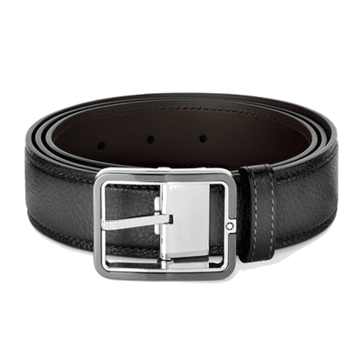 montblanc grey leather belt