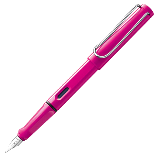 The LAMY pink fountain pen in the Safari collection.