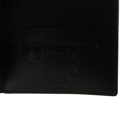 Montblanc passport case has been embossed with company logo.