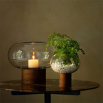 lsa oblate tall clear vase with walnut base lifestyle