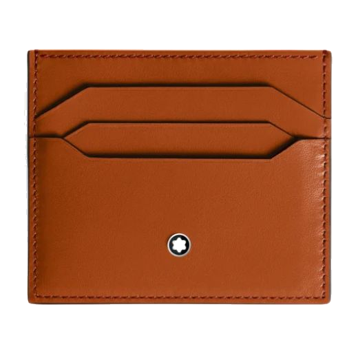 This Meisterstück 6CC Rust Leather Card Holder by Montblanc has 6 card slots and a top central pocket.
