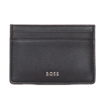 This Black Leather 8CC Bifold Wallet & Card Case Gift Set by BOSS has a card holder with 4 card slots and a central top pocket.
