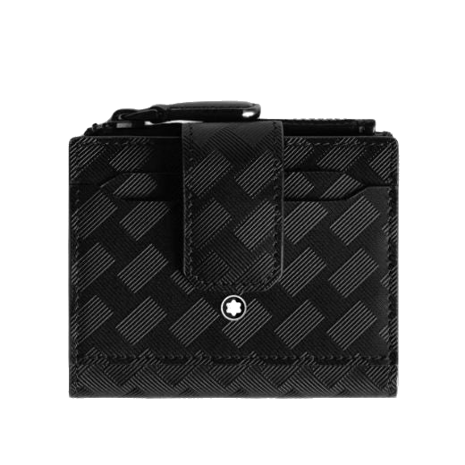 This Montblanc Extreme 3.0 Mini Wallet 6CC in black has a bifold interior with multiple compartments for your cards and a zip pocket.