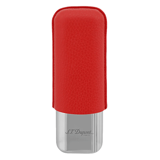 This S. T. Dupont Grained Red Leather Double Cigar Case has been made with full grain leather.